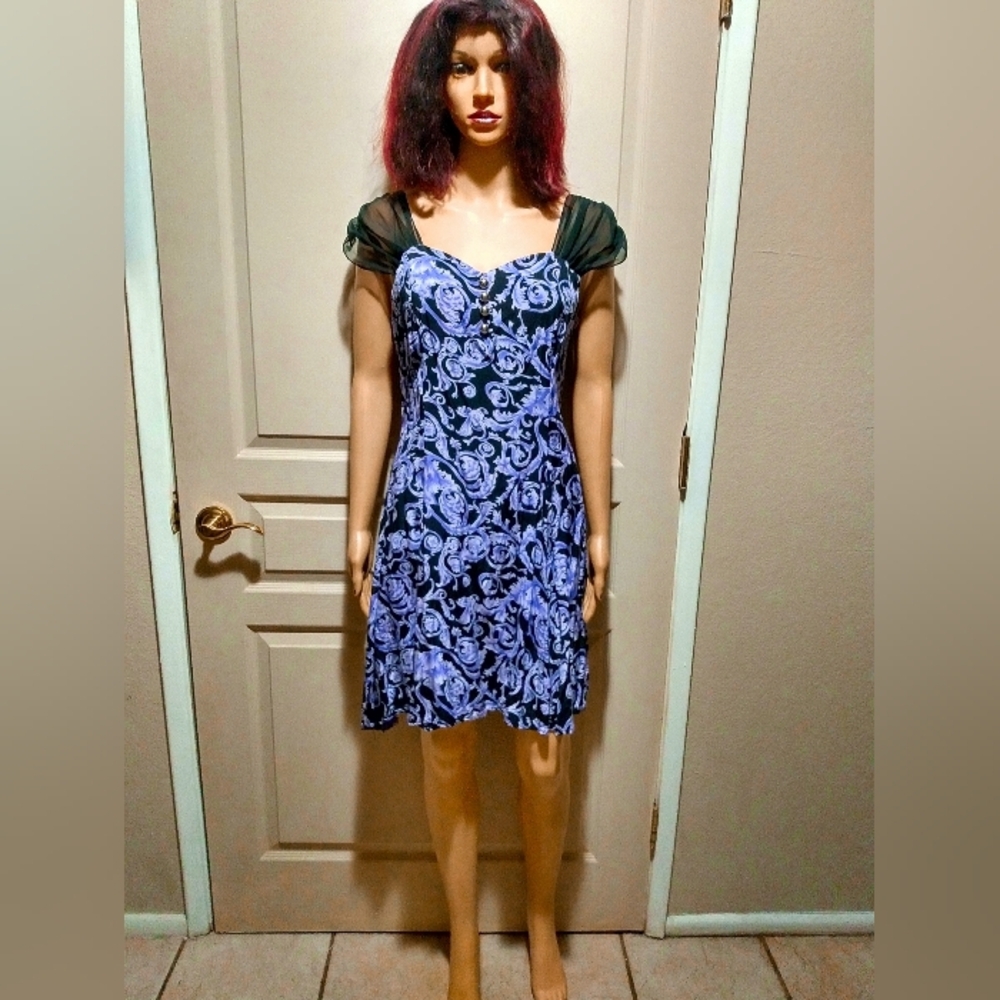 Vintage 90's Floral Print Mesh Dress.